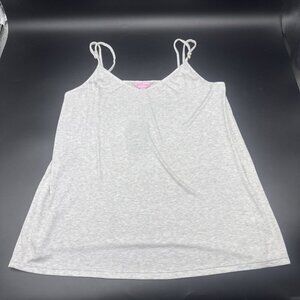 Lilly Pulitzer Women’s Seaspray Grey V Neck Adj Strap Ribbed Tank Top‎ Sz L NEW